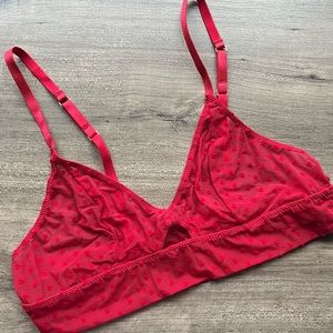 Honeydew Intimates Mesh Bralette Red Flocked Heart Size Large Flirty
